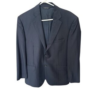 Ermenegildo Zegna Traveller Suit Jacket Mens 42 Slim Fit Black Blue Stripe Wool